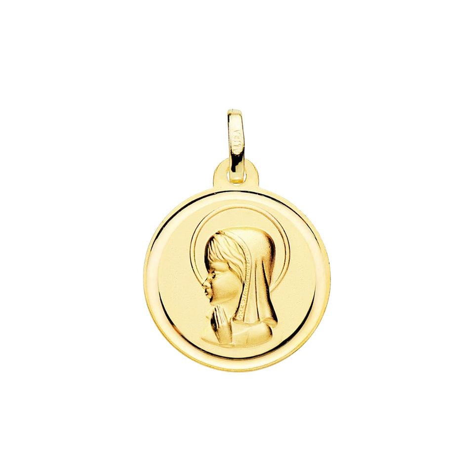 Medalla de Oro 18k Virgen niña bisel 1