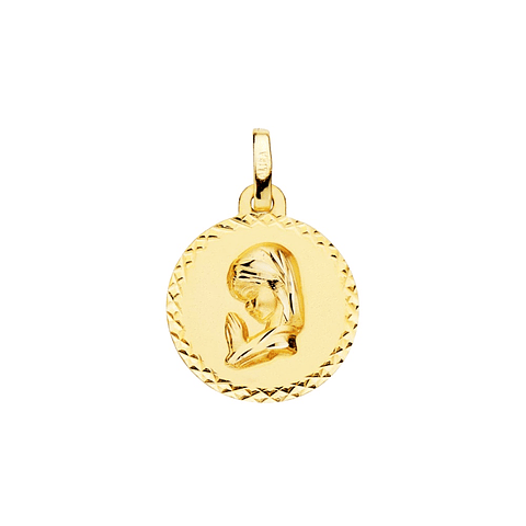 Medalla de Oro amarillo Virgen niña talla cruzada 