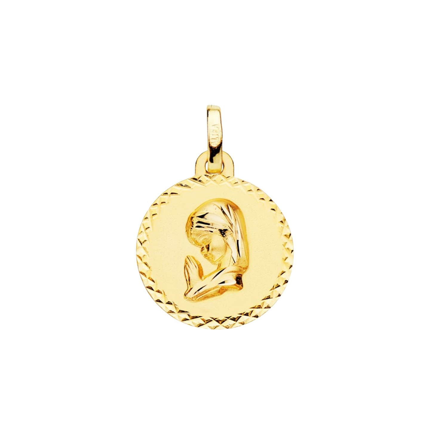 Medalla de Oro amarillo Virgen niña talla cruzada  1