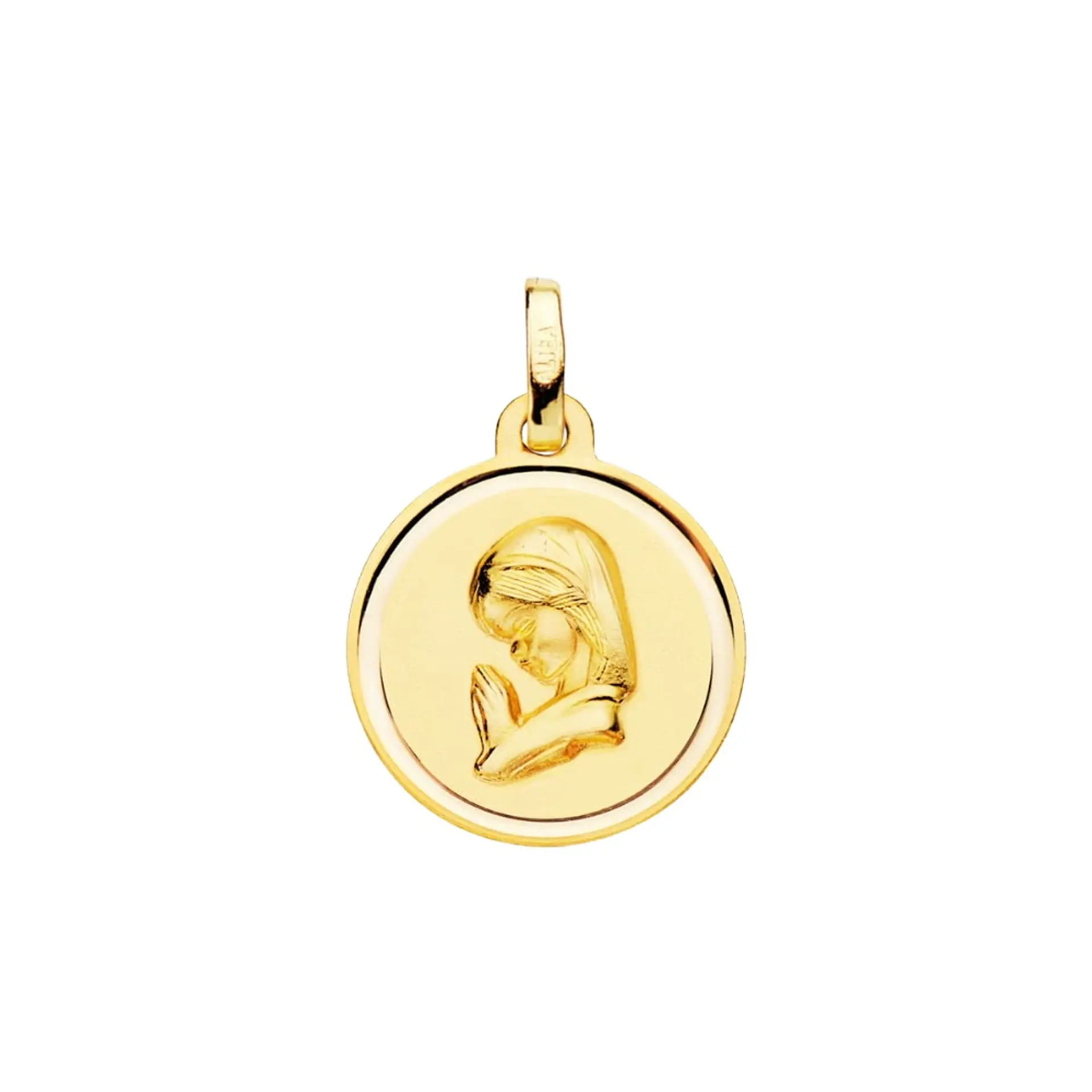 Medalla de Oro 18k Virgen niña bisel  1