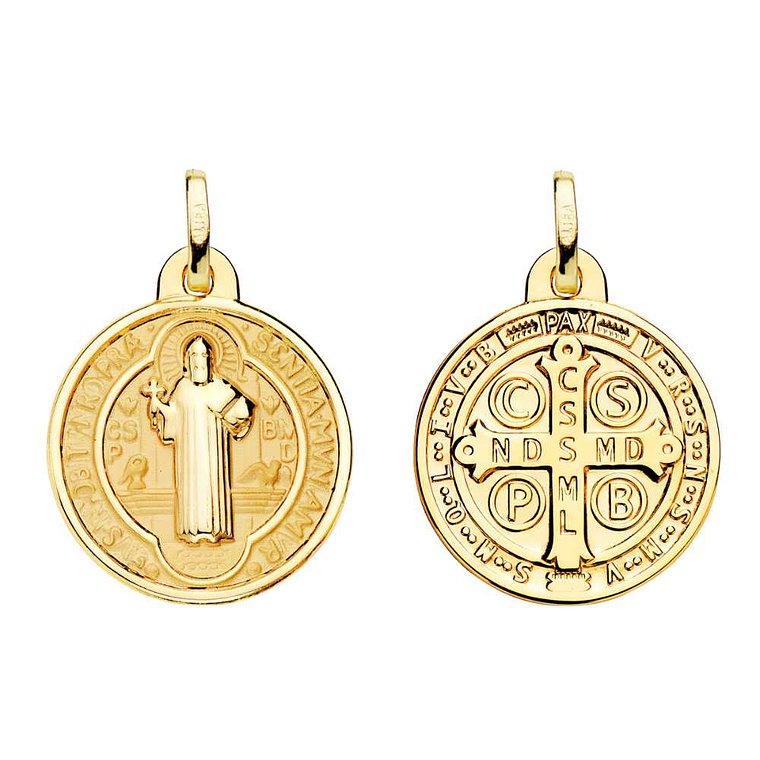 Medalla de Oro 18k escapulario San Benito monje  1