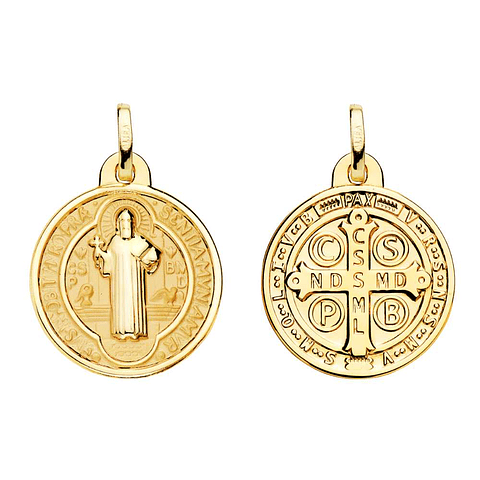 Medalla de Oro amarillo 18k San Benito monje 