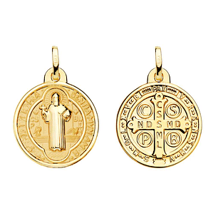 Medalla de Oro amarillo 18k San Benito monje 