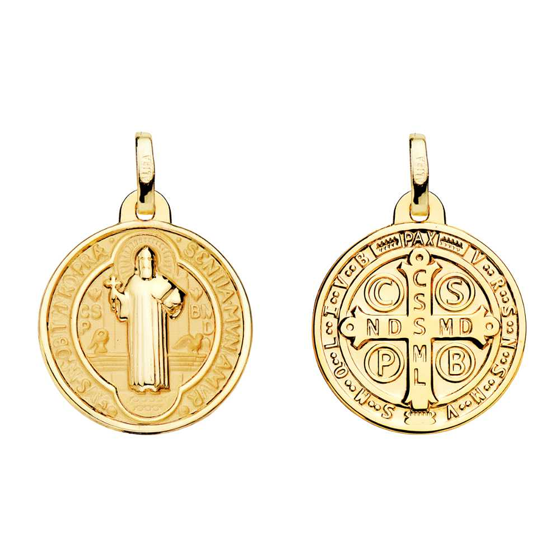 Medalla de Oro 18k San Benito monje escapulario  1