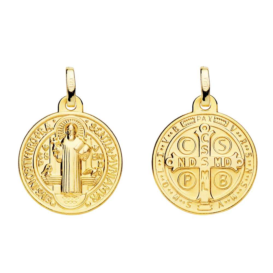 Medalla de Oro amarillo 18k Saint Benoit  1