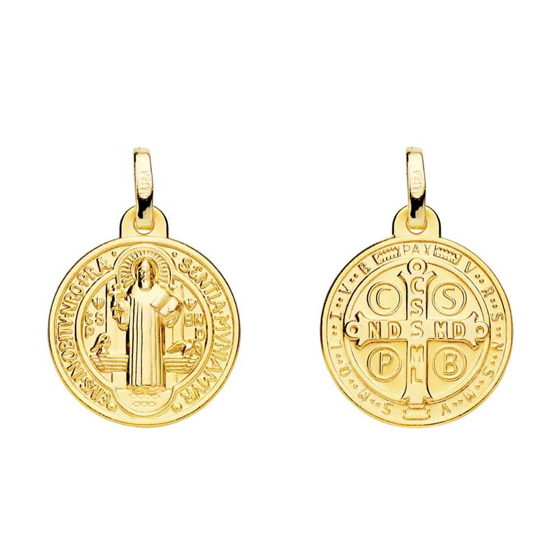 Medalla de Oro 18k Saint Benoit monje escapulario  1