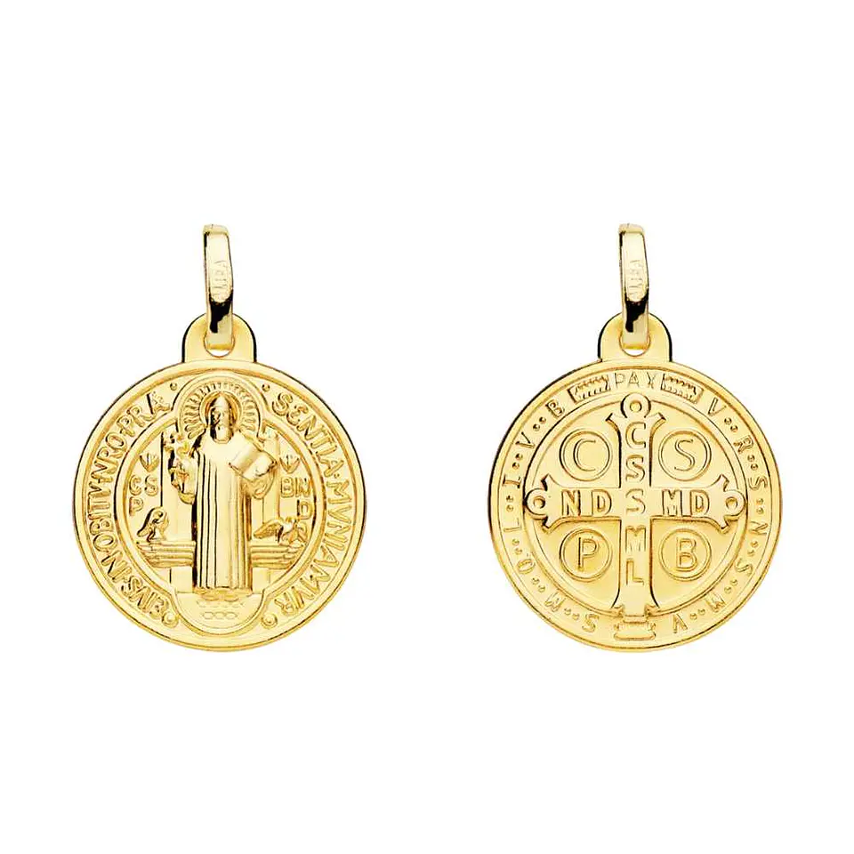 Medalla de Oro 18k Saint Benoit monje escapulario  1