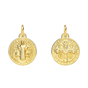 Medalla de Oro amarillo 18k Saint Benoit monje 