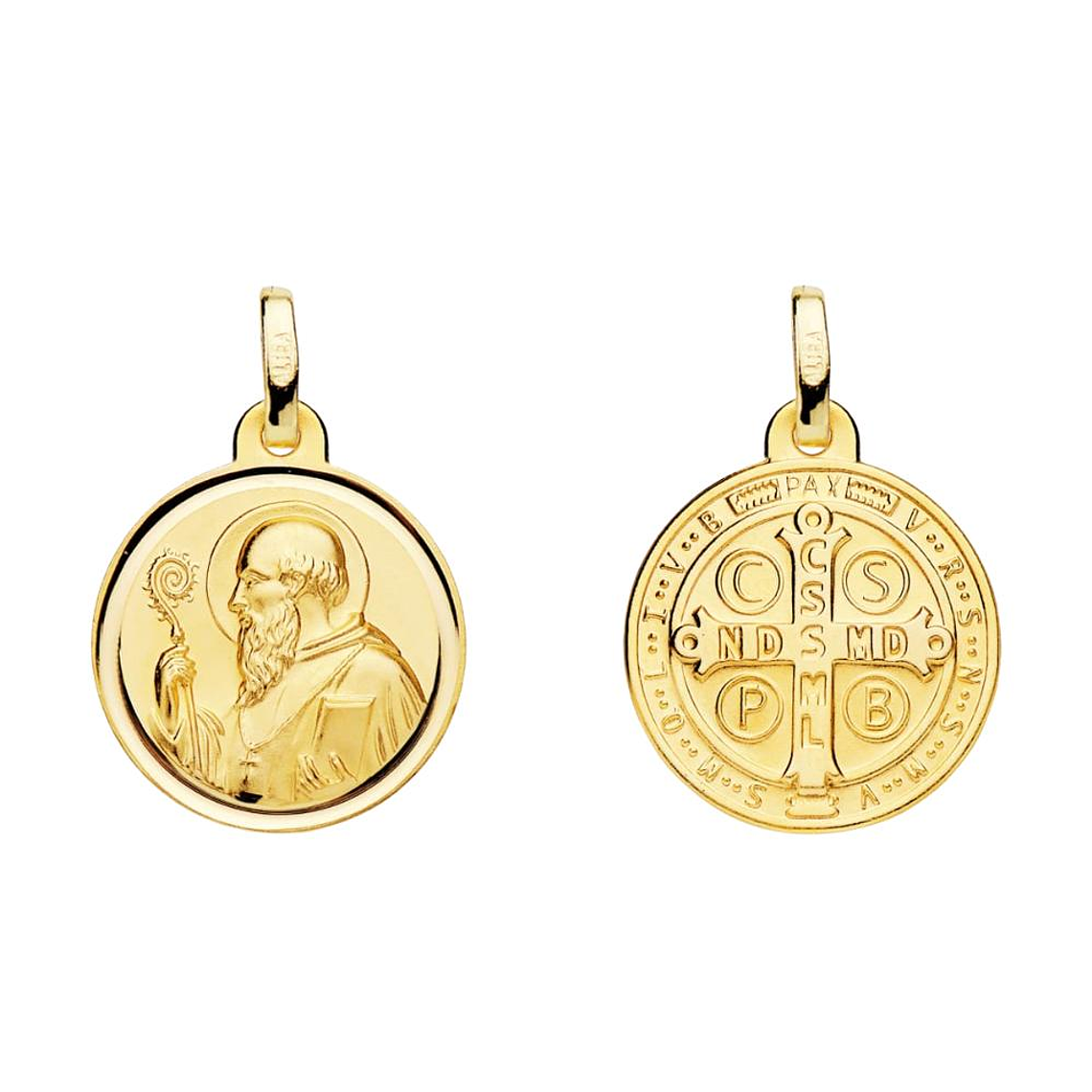 Medalla de Oro amarillo 18k Saint Benoit monje bisel 1