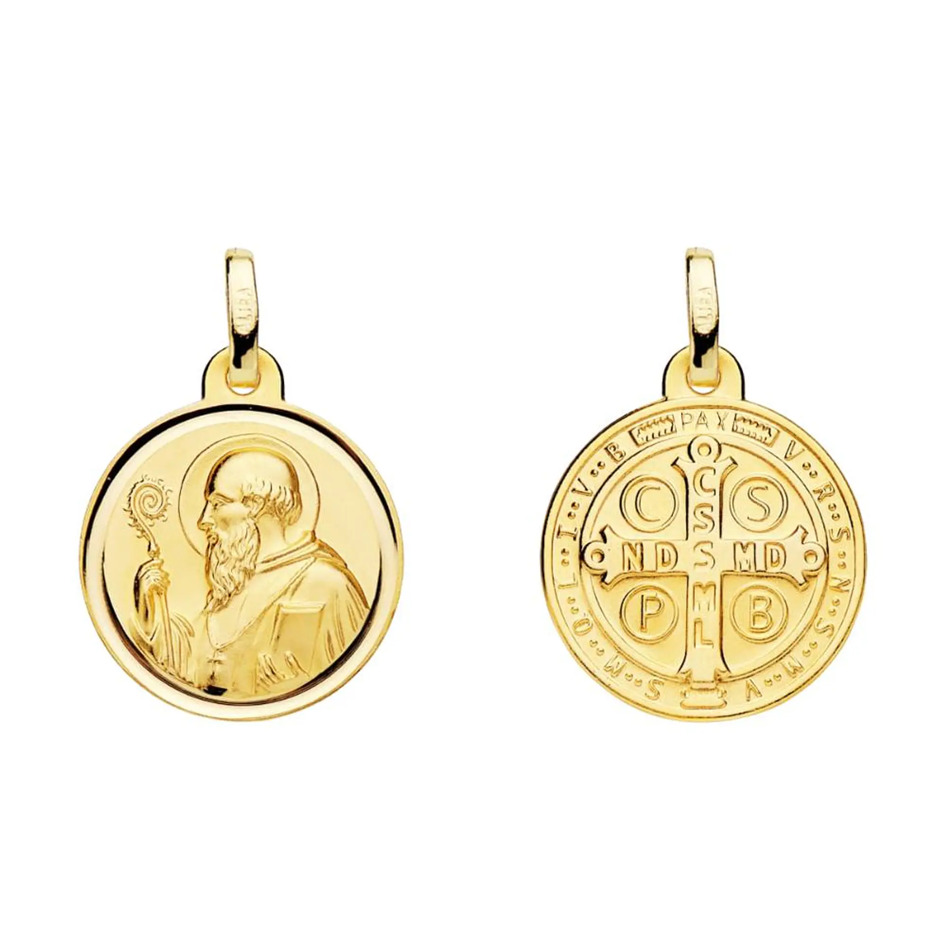 Medalla de Oro amarillo 18k Saint Benoit monje bisel 1