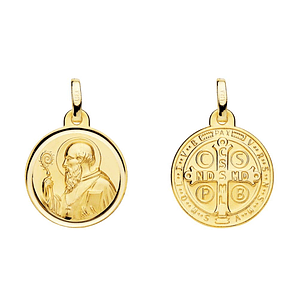 Medalla de Oro amarillo 18k Saint Benoit monje bisel