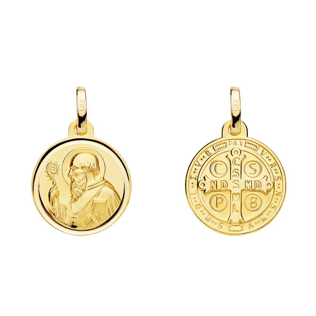 Medalla de Oro amarillo 18k Saint Benoit bisel  1