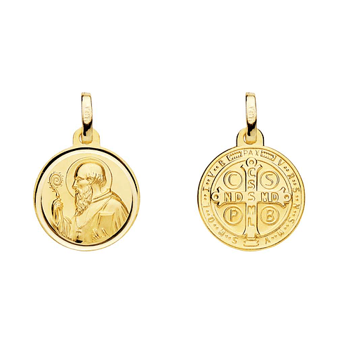 Medalla de Oro amarillo 18k Saint Benoit bisel 