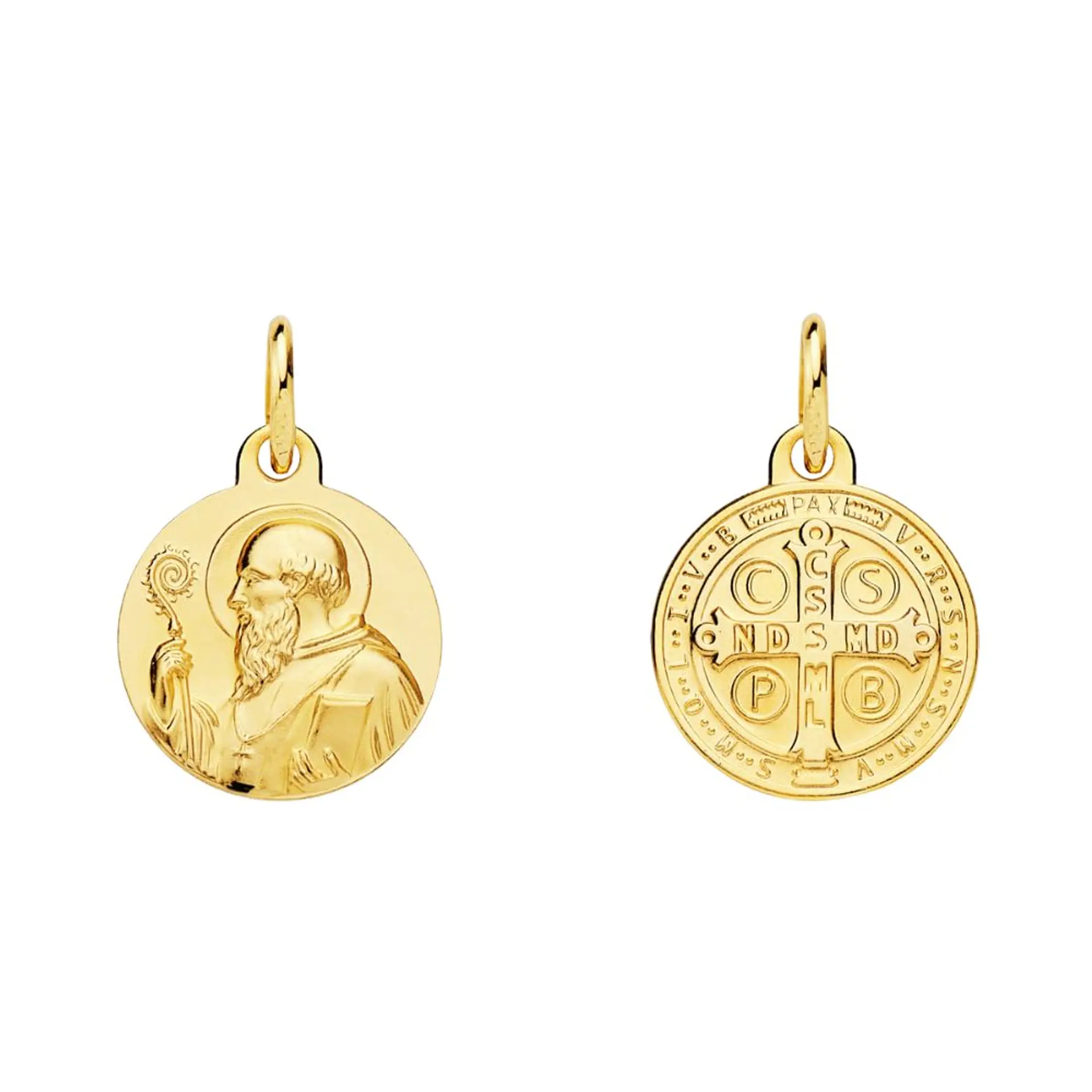 Medalla de Oro 18k San Benoit monje escapulario  1