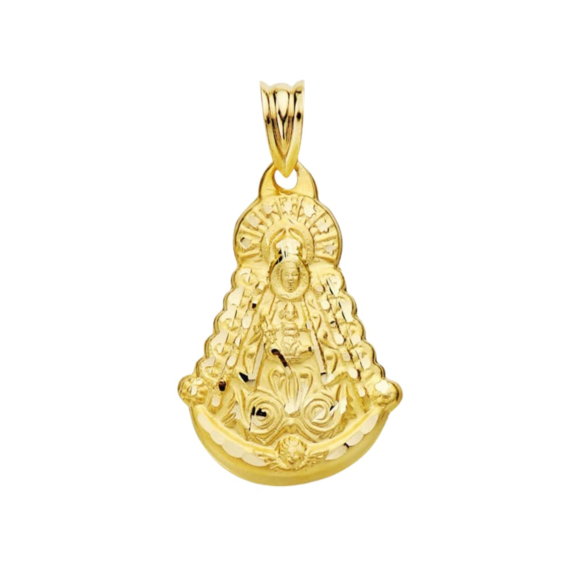 Medalla Oro amarillo 18k virgen del Rocío silueta  1