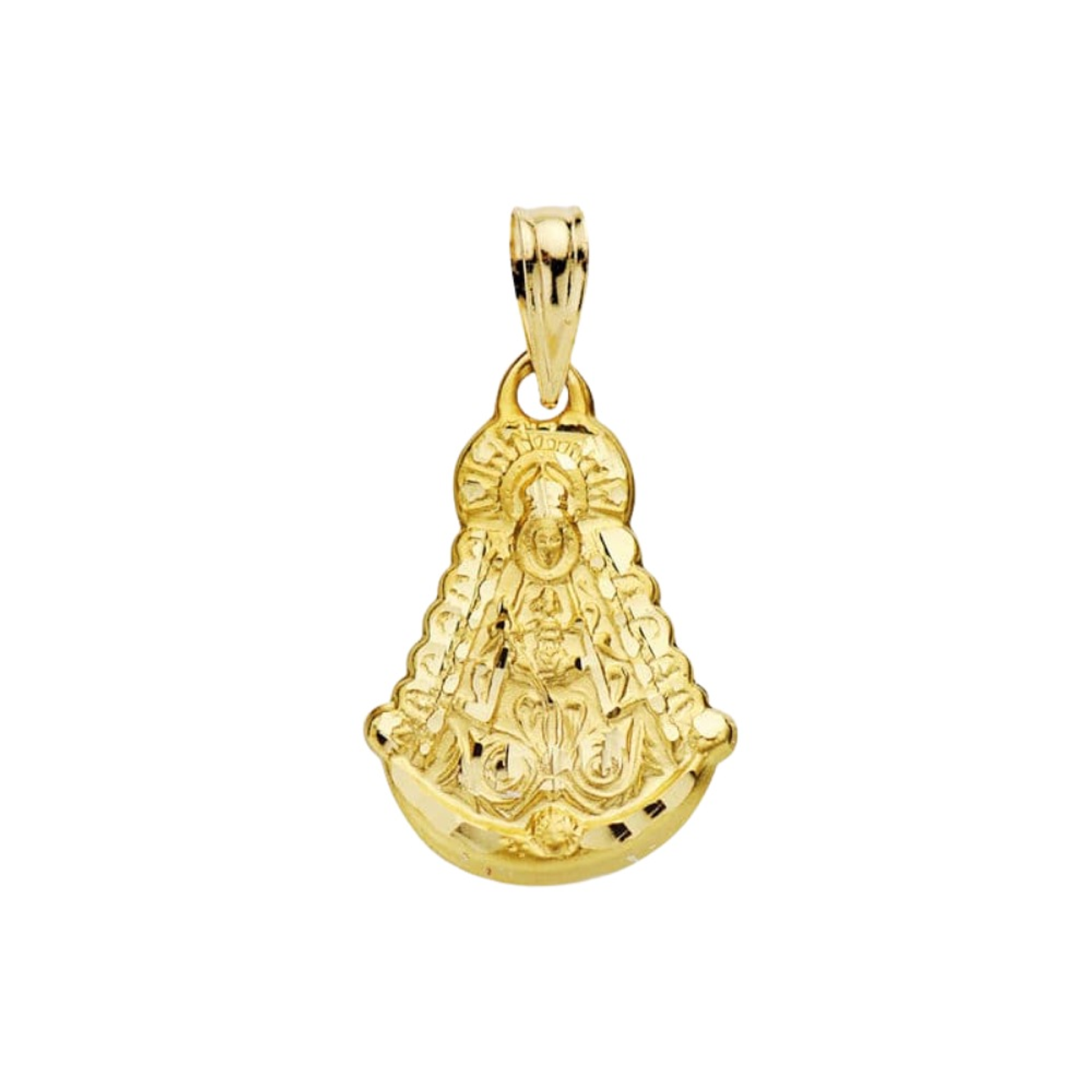 Medalla Oro 18k amarillo virgen del Rocío silueta tallada 1