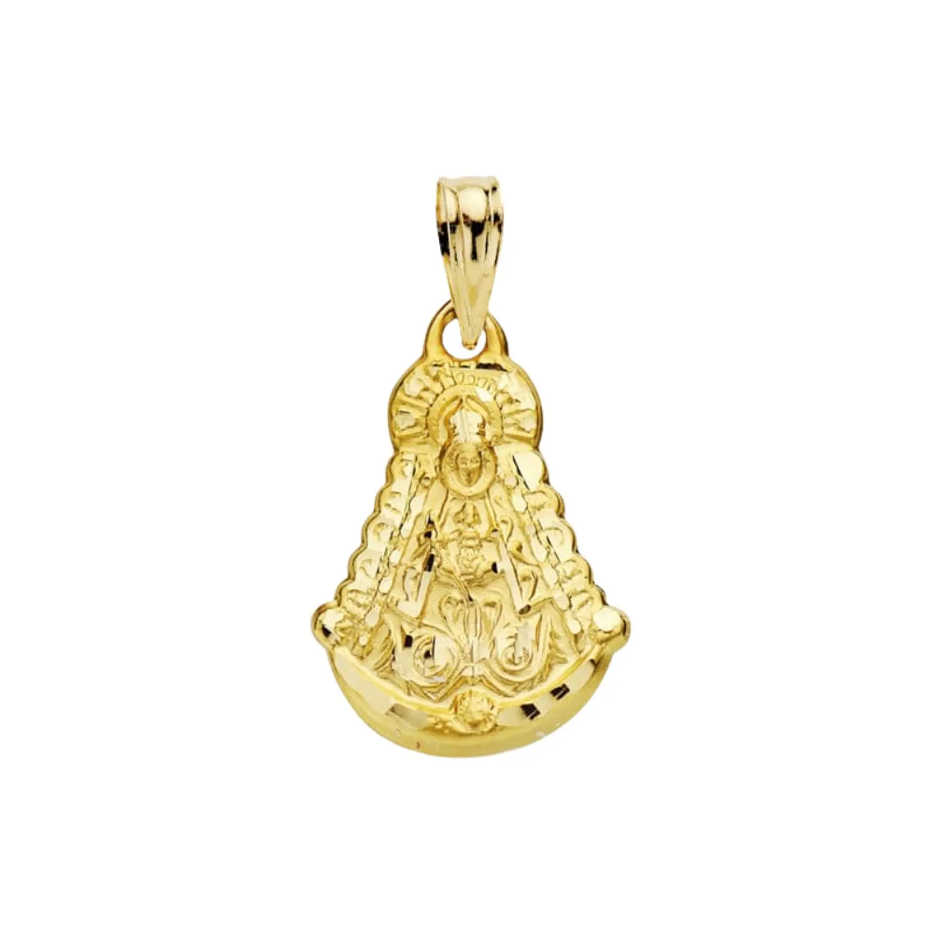 Medalla Oro 18k amarillo virgen del Rocío silueta tallada 1
