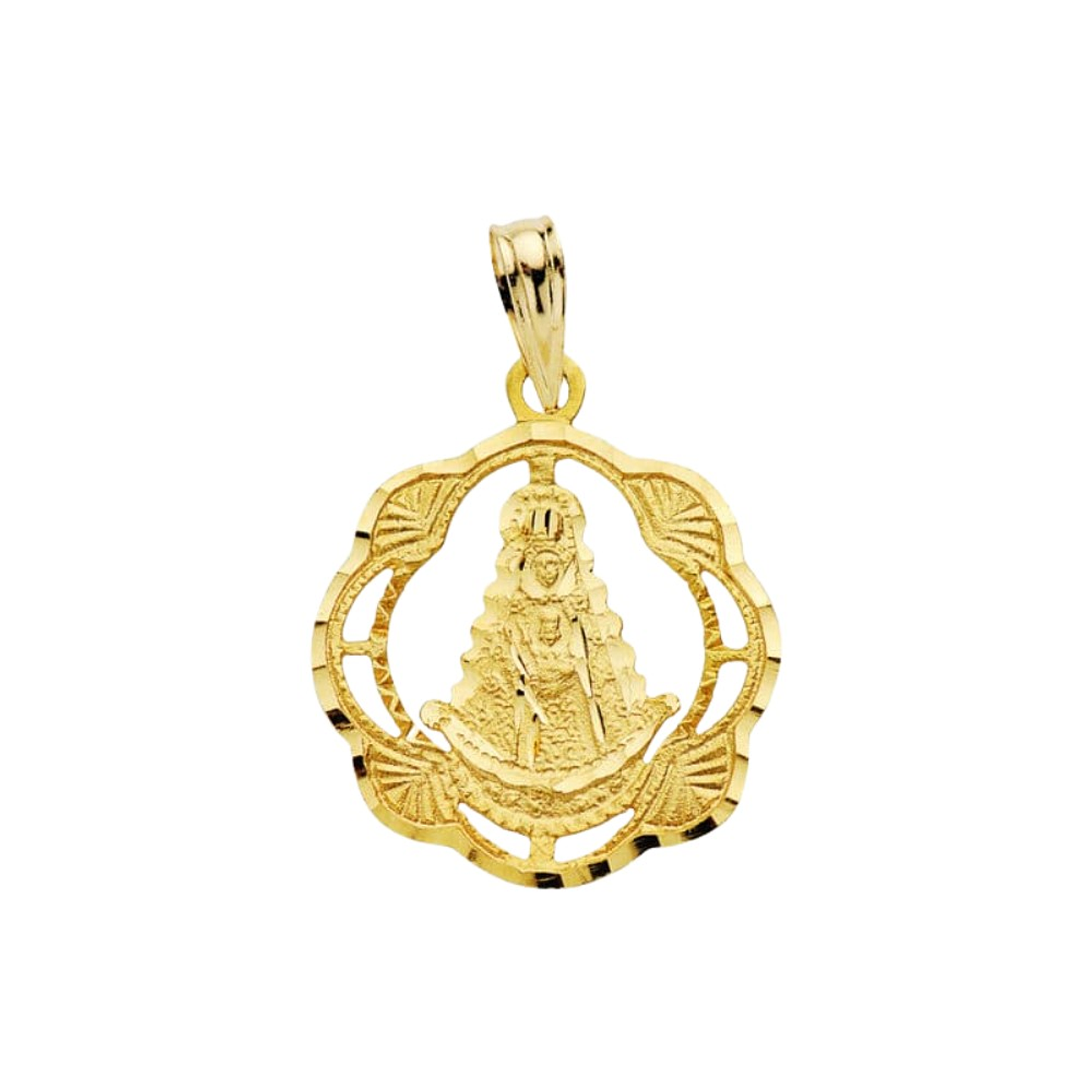 Medalla virgen del Rocío pandereta Oro amarillo 18k 1