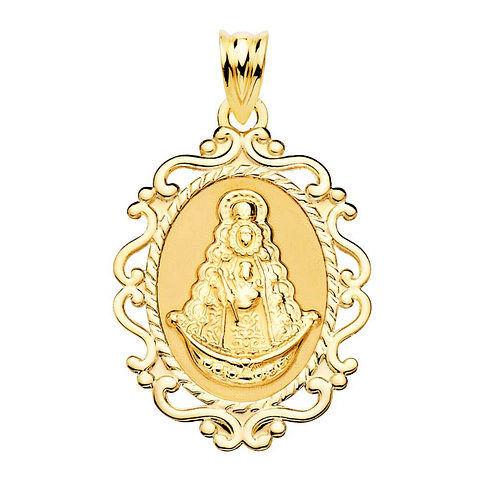 Medalla Oro amarillo 18k virgen del Rocío cerco calado