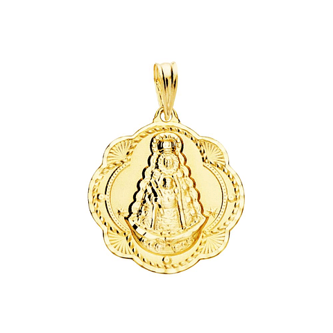 Medalla Oro amarillo 18k virgen del Rocío pandereta 