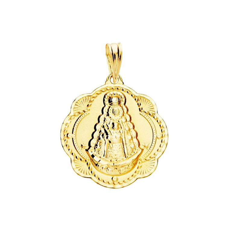 Medalla Oro amarillo 18k virgen del Rocío pandereta  1