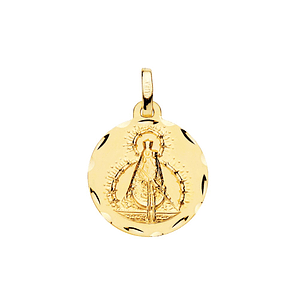 18k medalla oro amarillo virgen de la cabeza tallada 