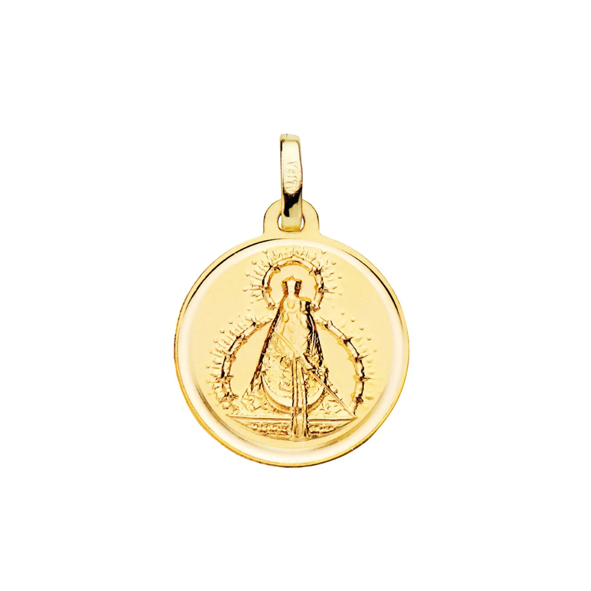 Medalla de Oro 18k virgen de la cabeza bisel  1
