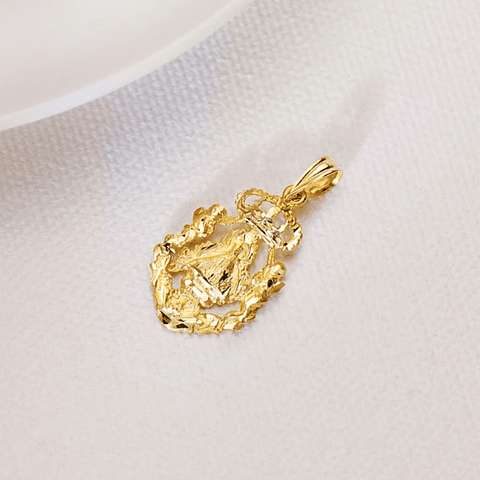 Medalla de Oro 18k virgen de la cabeza escudo 