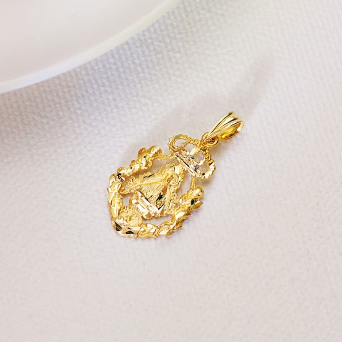 Medalla de Oro 18k virgen de la cabeza escudo  2