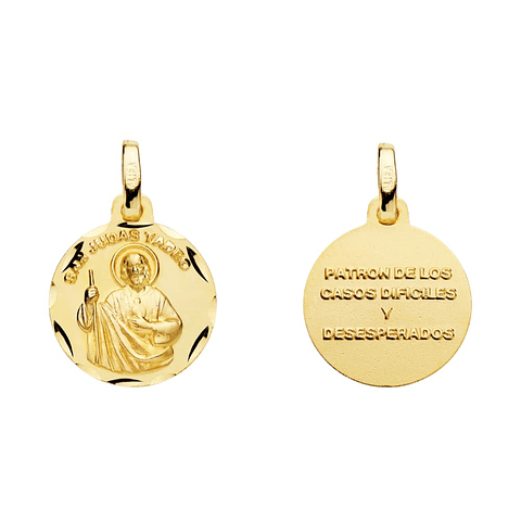 Medalla de Oro 18k San Judas Tadeo tallado 