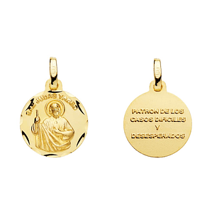 Medalla de Oro 18k San Judas Tadeo tallado 