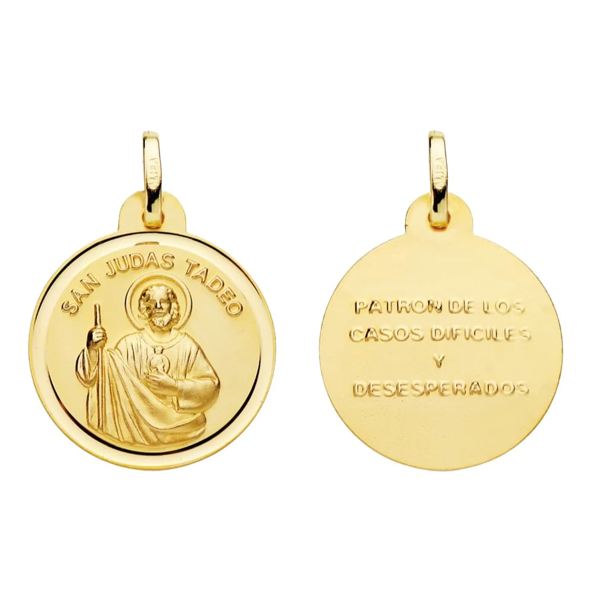 Medalla de Oro amarillo 18k San Judas Tadeo bisel  1