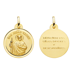 Medalla de Oro 18k bisel San Judas Tadeo 