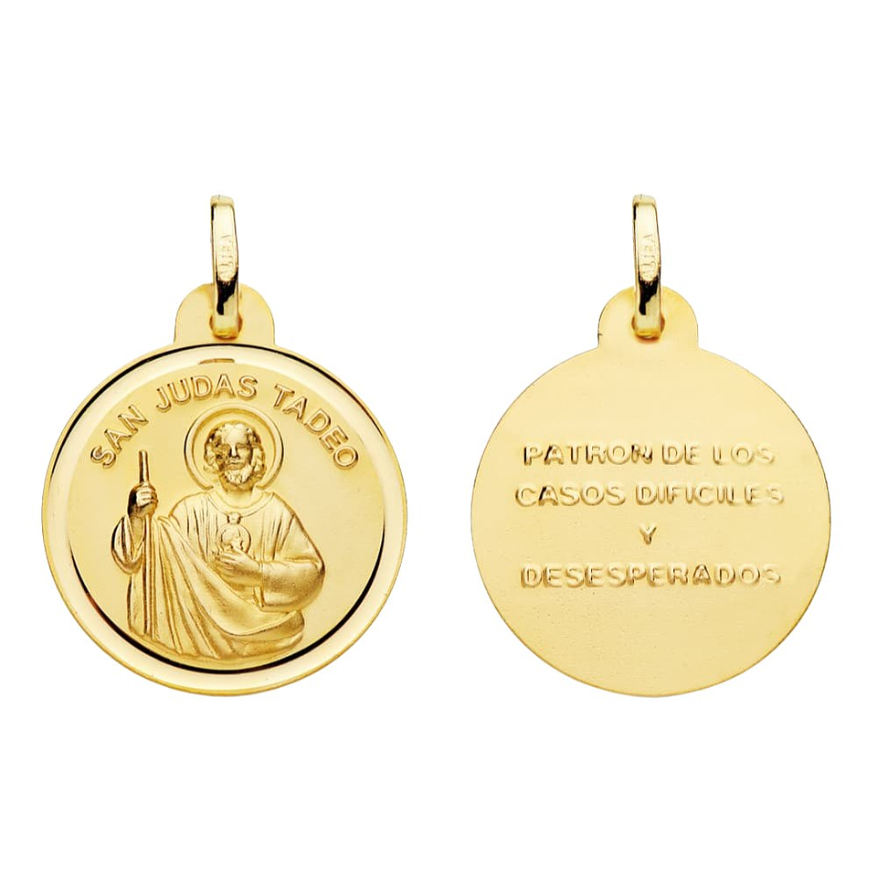 Medalla de Oro 18k bisel San Judas Tadeo  1