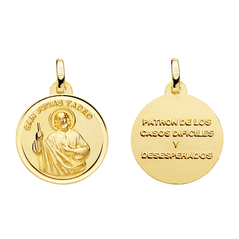 Medalla de Oro amarillo 18k San Judas Tadeo 