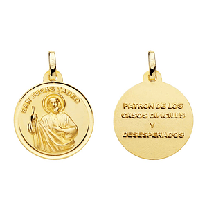 Medalla de Oro amarillo 18k San Judas Tadeo 