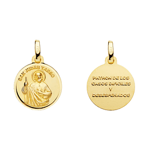 Medalla de Oro amarillo 18k San Judas Tadeo 