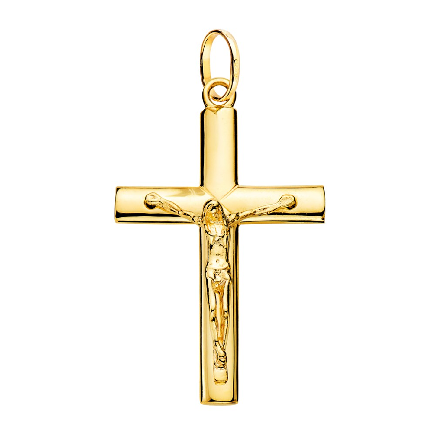 Cruz de Oro 18k con cristo palo redondo  1