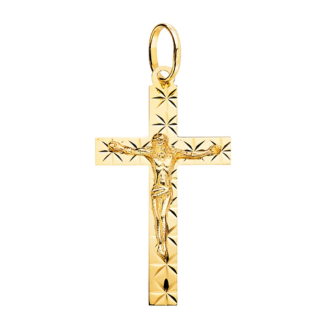 Cruz Oro amarillo 18k con cristo tallada