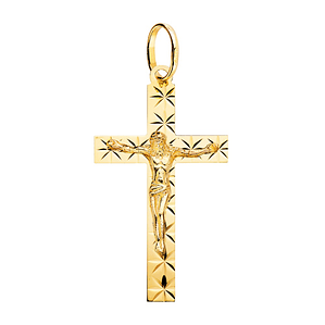 Cruz Oro amarillo 18k con cristo tallada
