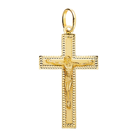 Cruz Oro amarillo 18k con cristo tallada 