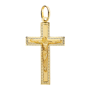 Cruz Oro amarillo 18k con cristo tallada 