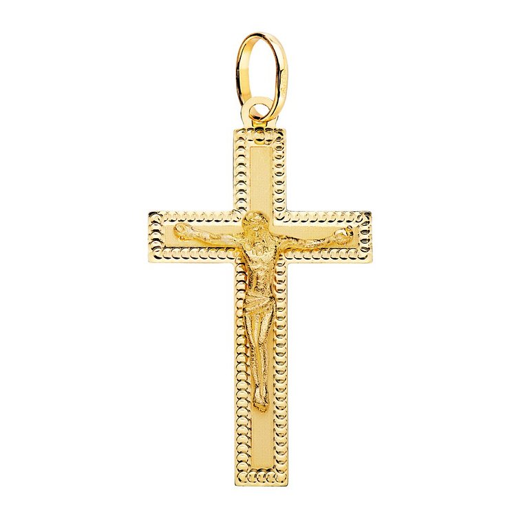 Cruz Oro amarillo 18k con cristo tallada  1