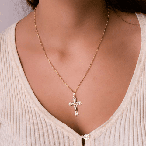 Cruz con cristo Oro amarillo 18k tallada