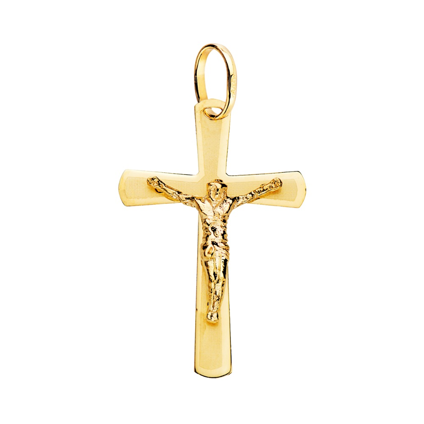 Cruz Oro amarillo 18k con cristo plana 1
