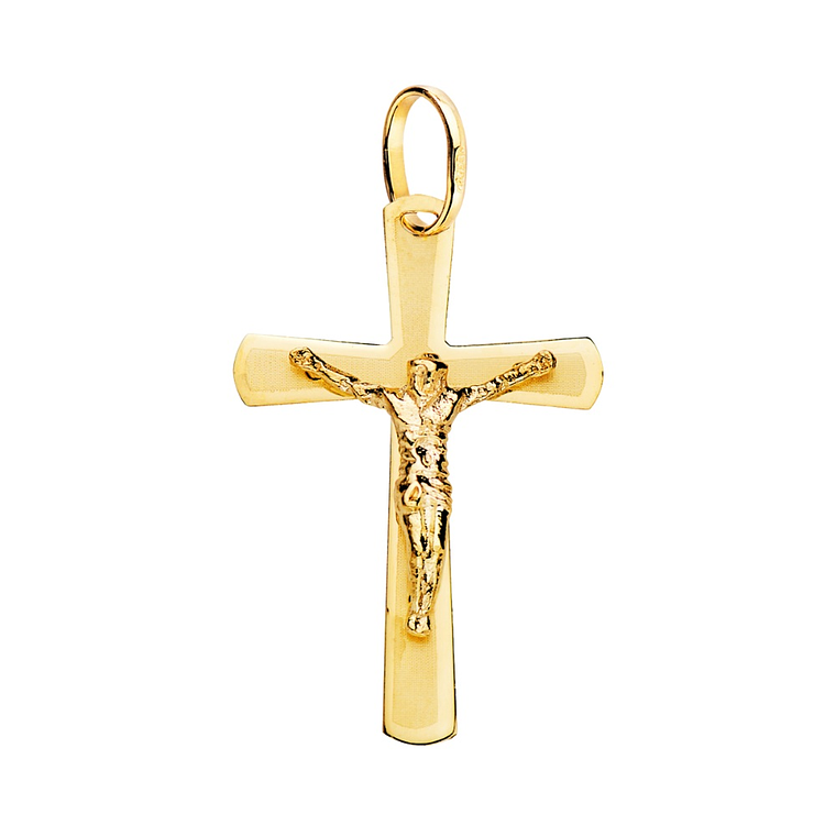 Cruz Oro amarillo 18k con cristo plana 1