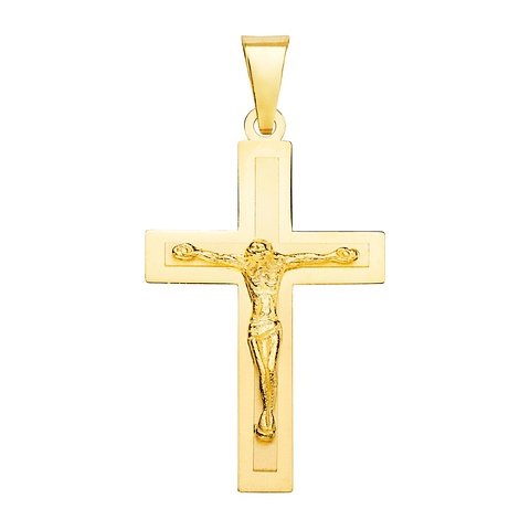 Cruz Oro amarillo 18k brillo y mate con cristo 