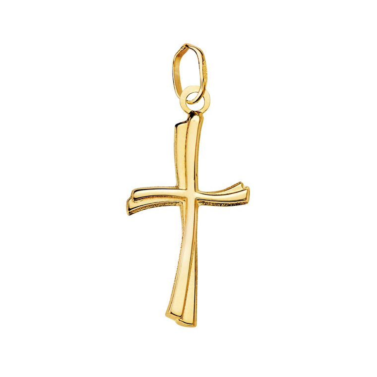 Cruz Oro 18k lisa en brillo hueca  1