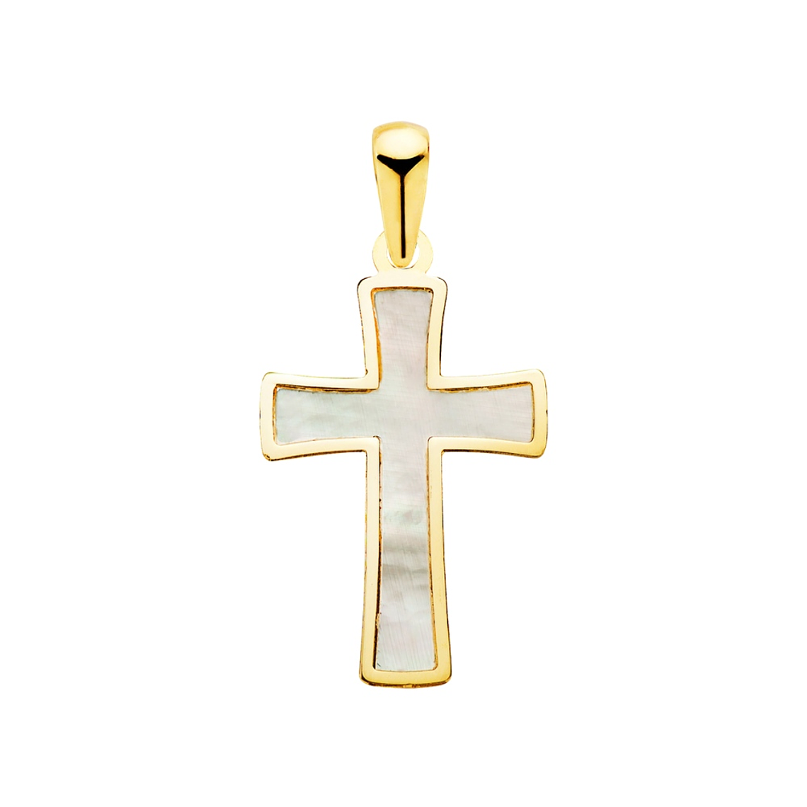 Cruz Oro 18k amarillo con nacar y borde en brillo  1