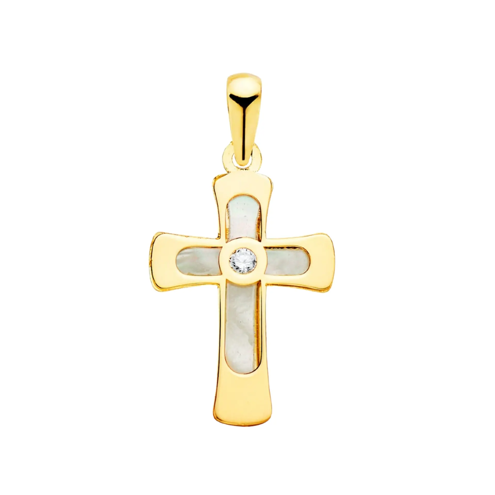 Cruz Oro 18k con nacar y circonita  1